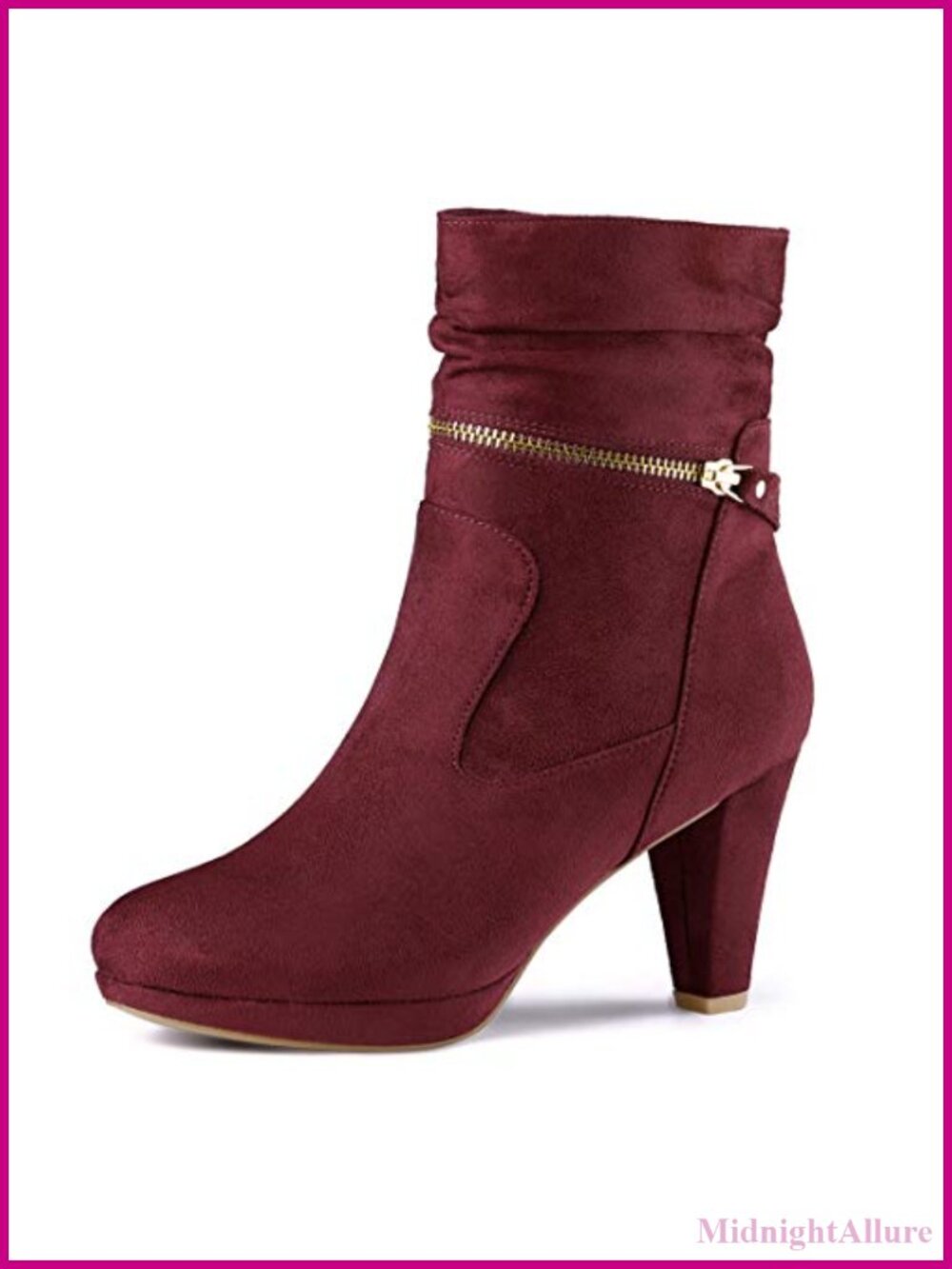 Faux Suede Ankle Zip Platform High Heel Mid Calf Boots